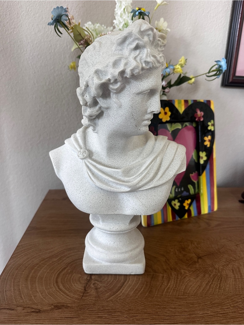 Textured White Classical Bust Sculpture - Decorative Accent